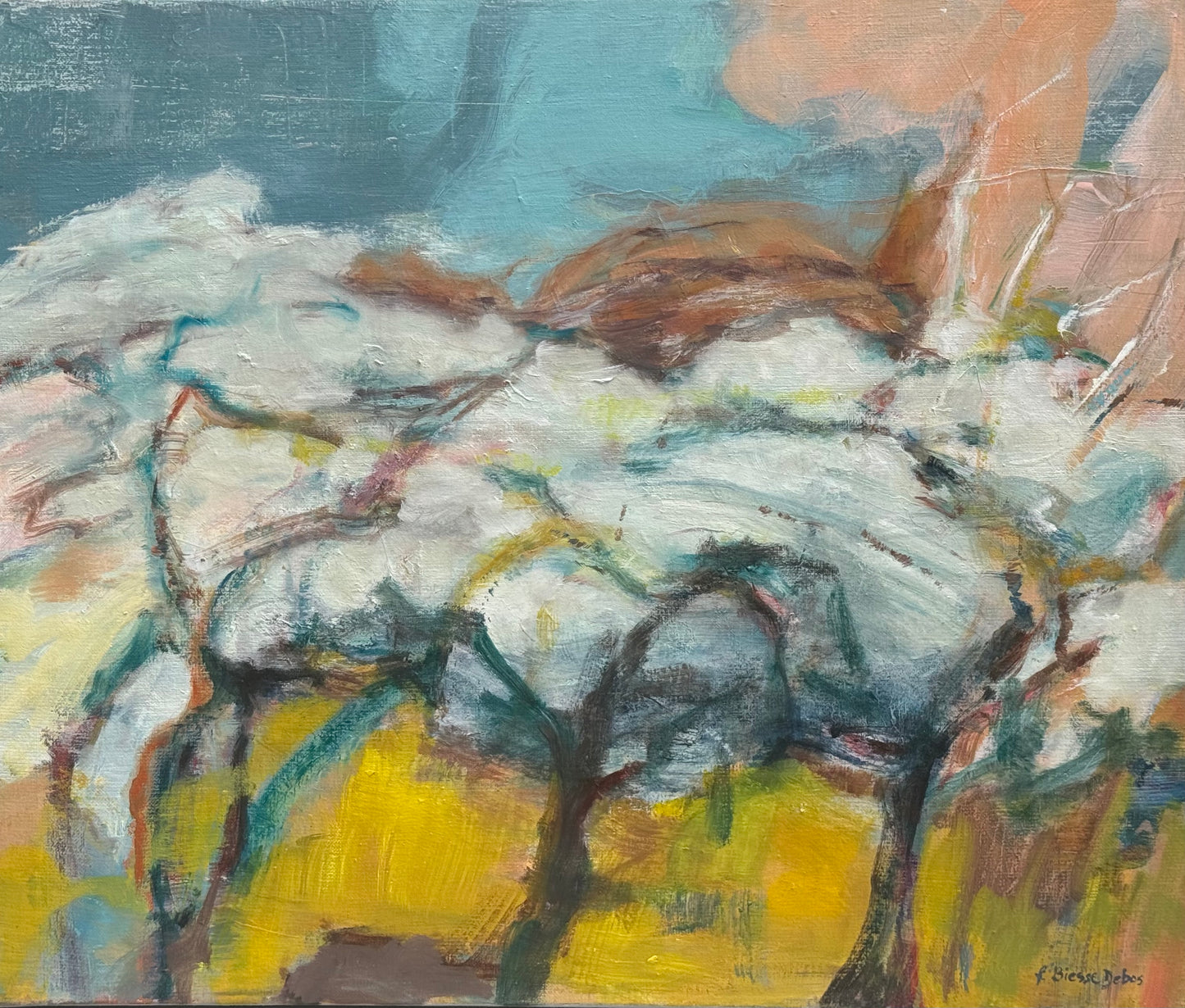 Arbres en fleurs 2024 55x46cm Huile sur toile