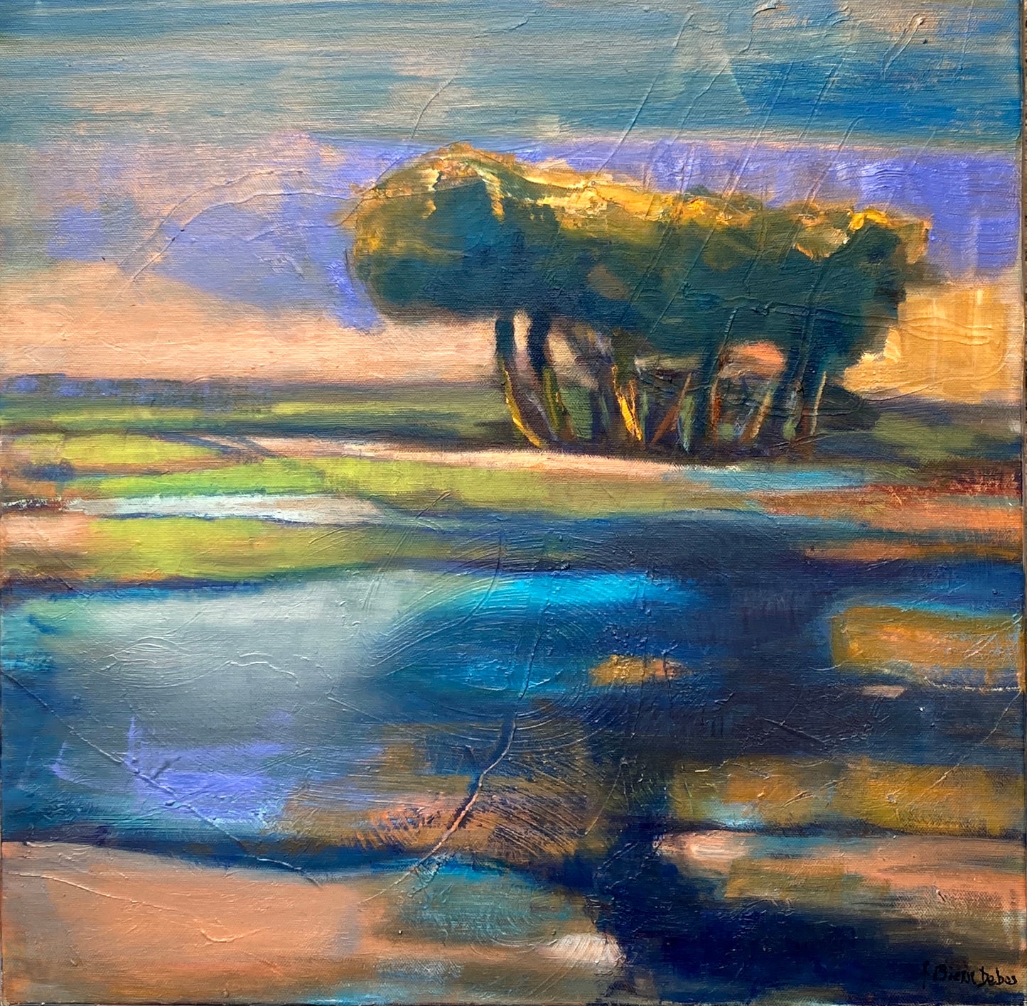 L'étang 2024 50x50cm Huile sur toile