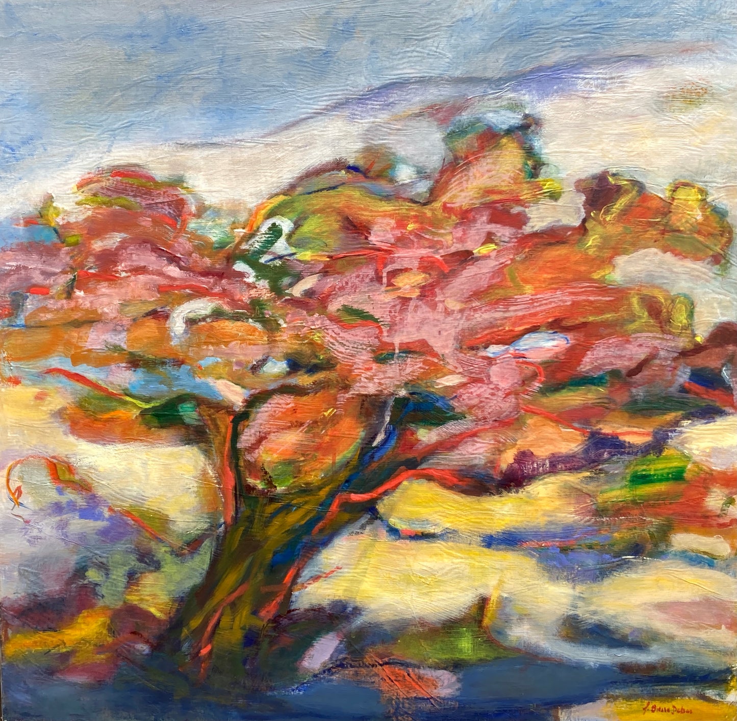 Le chêne dansant 2021 80x80cm Acrylique sur toile