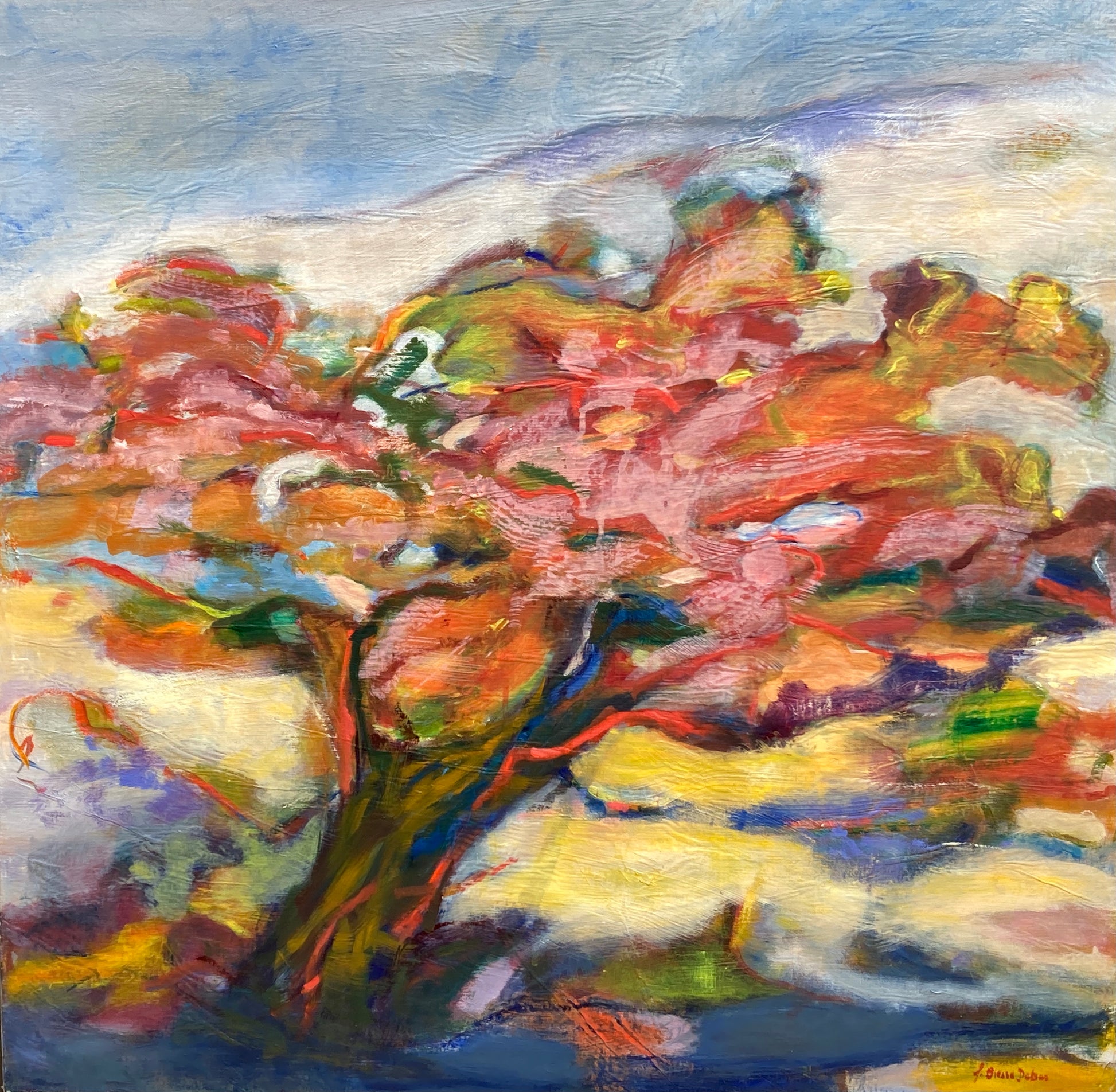 Le chêne dansant 2021 80x80cm Acrylique sur toile