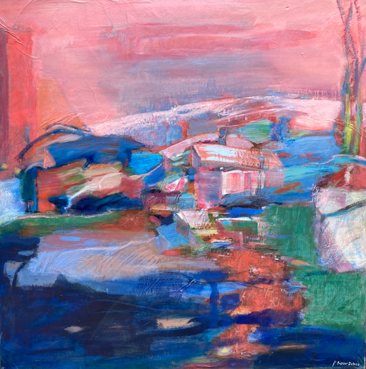 Le soir arrive 2021 80x80cm Mélange H A